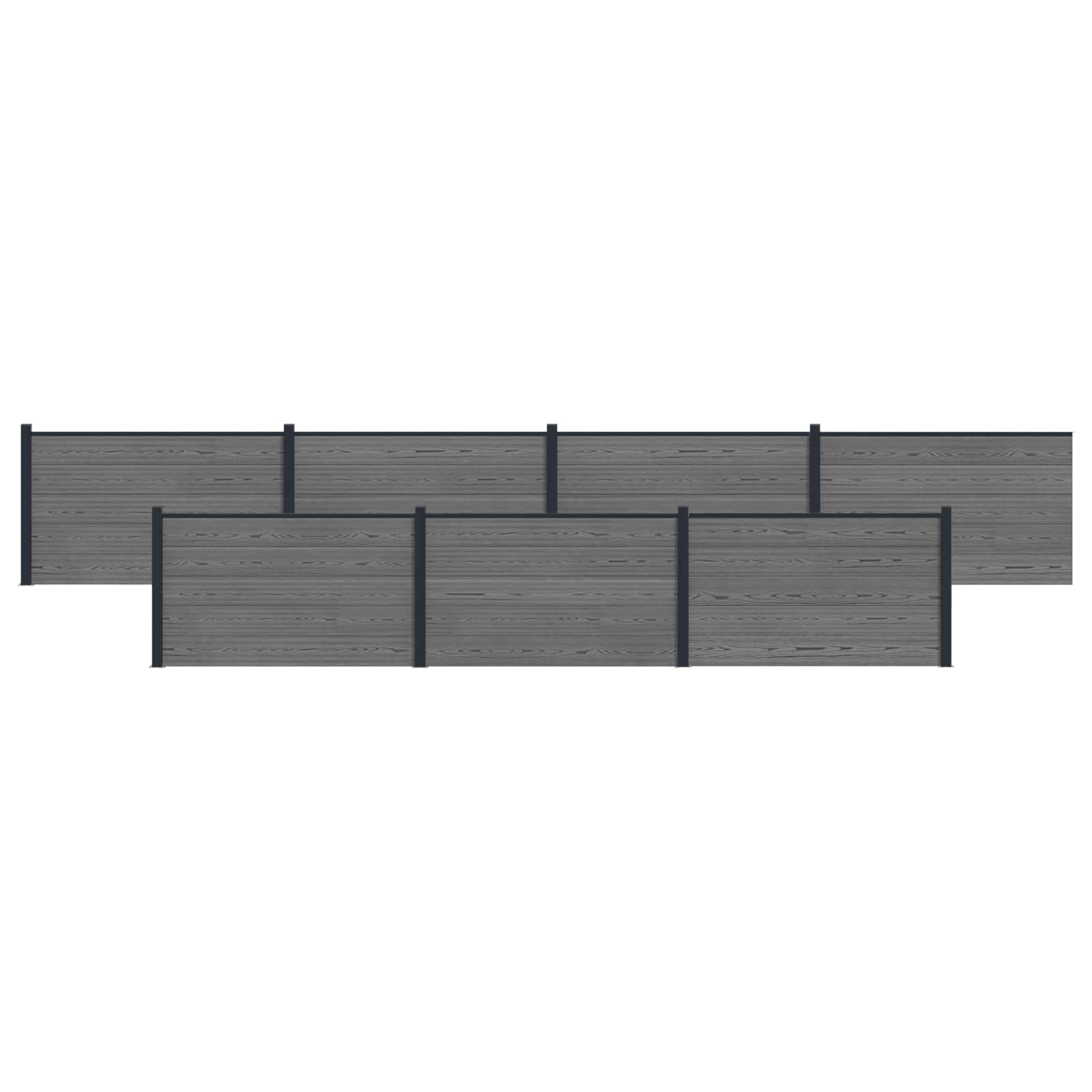 Zaunelement 7 Pcs Wpc Und Aluminium