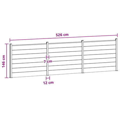 Zaunelement 3 Pcs Wpc Und Aluminium