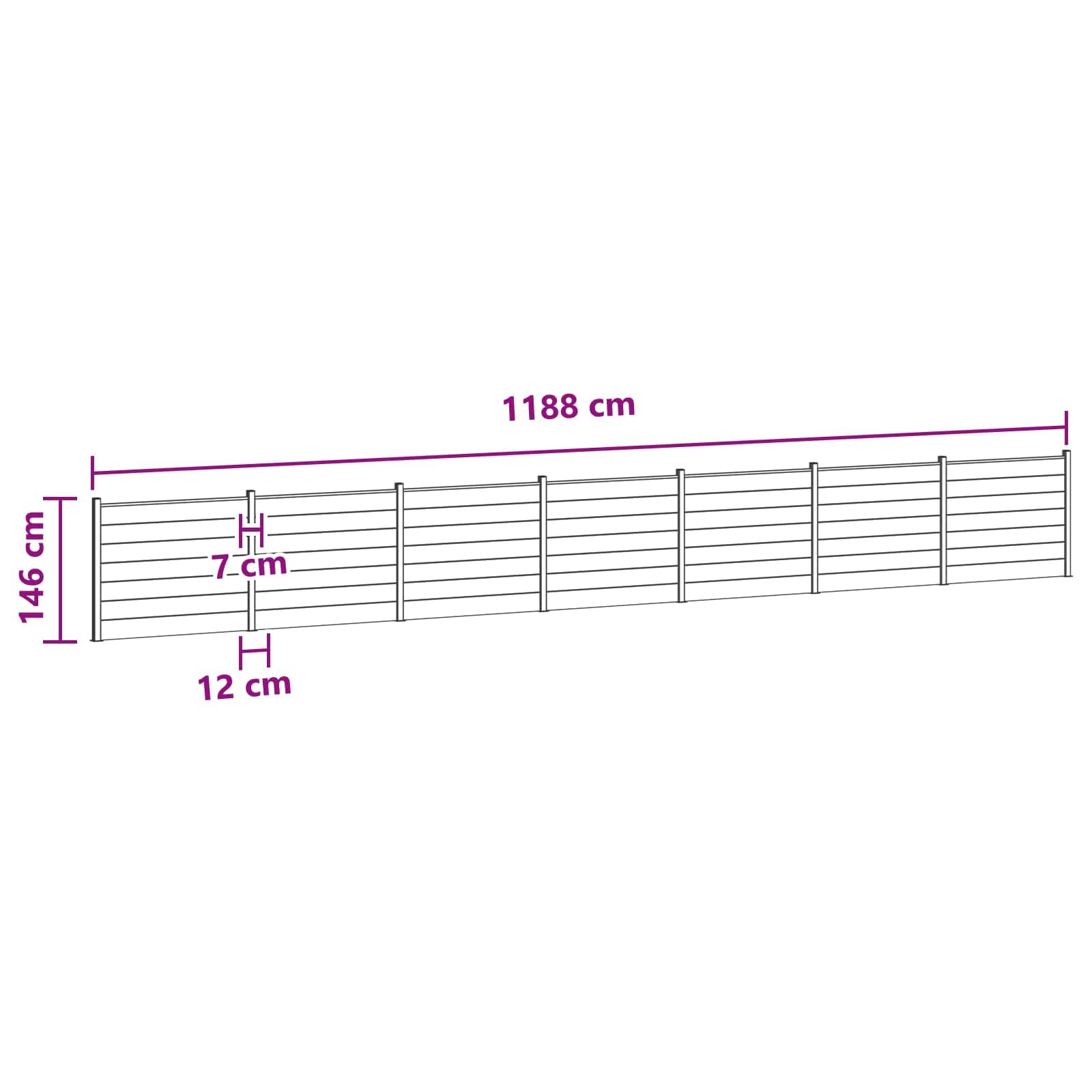 Zaunelement 7 Pcs Wpc Und Aluminium