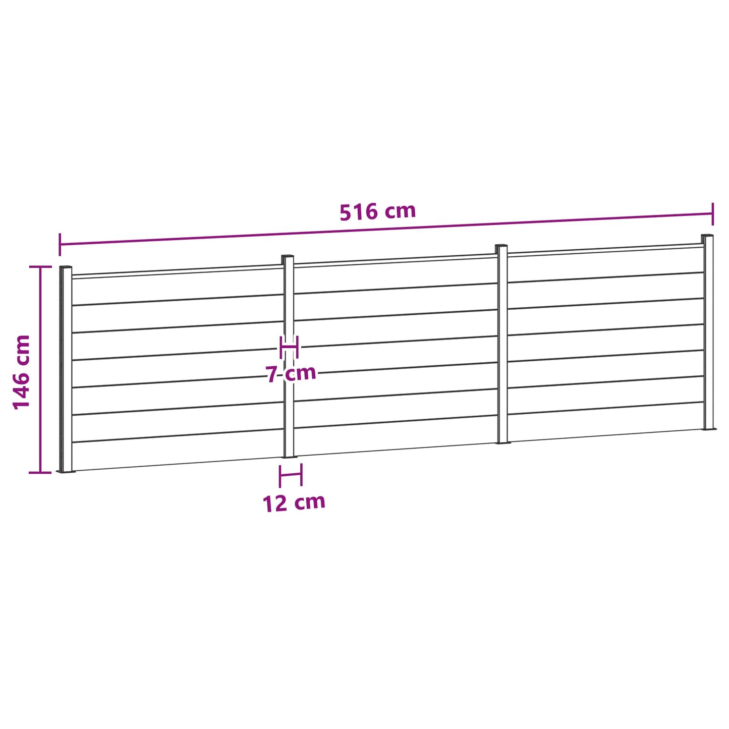 Zaunelement 3 Pcs Wpc Und Aluminium