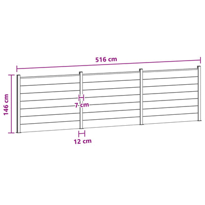 Zaunelement 3 Pcs Wpc Und Aluminium