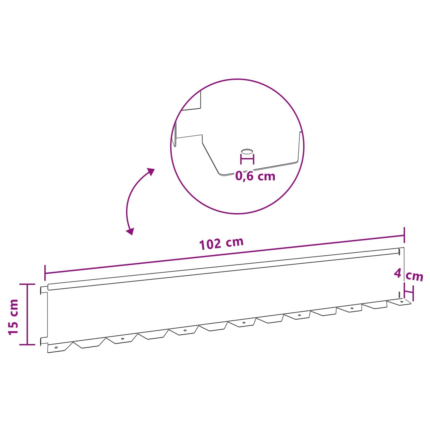 Raseneinfassung 20 Pcs 102 X 15 X 4 Cm Stahl Rostig