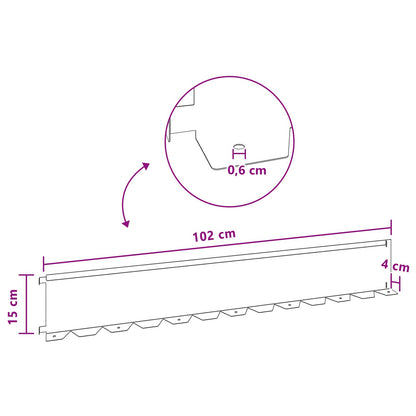 Raseneinfassung 20 Pcs 102 X 15 X 4 Cm Stahl Rostig