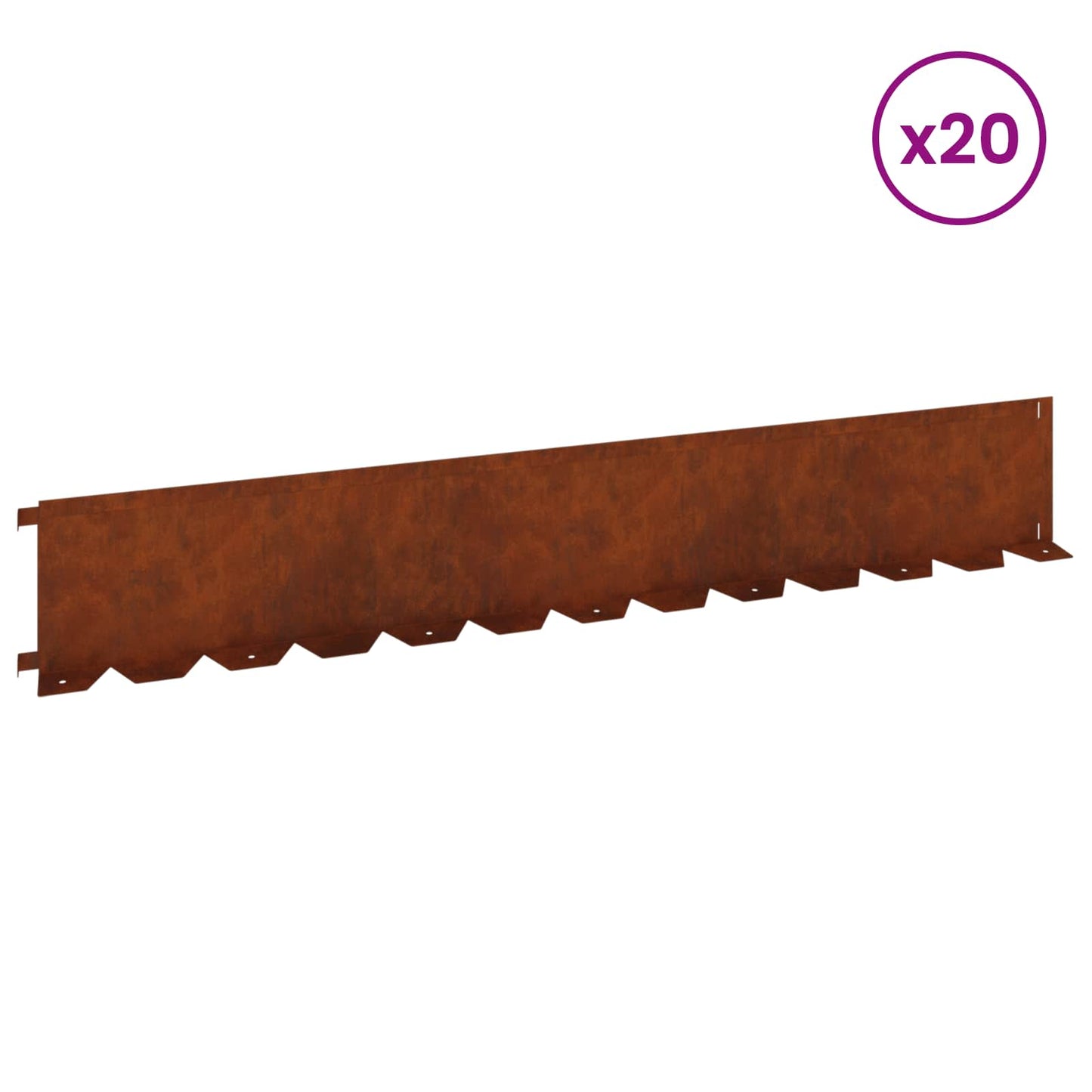 Raseneinfassung 20 Pcs 102 X 15 X 4 Cm Stahl Rostig