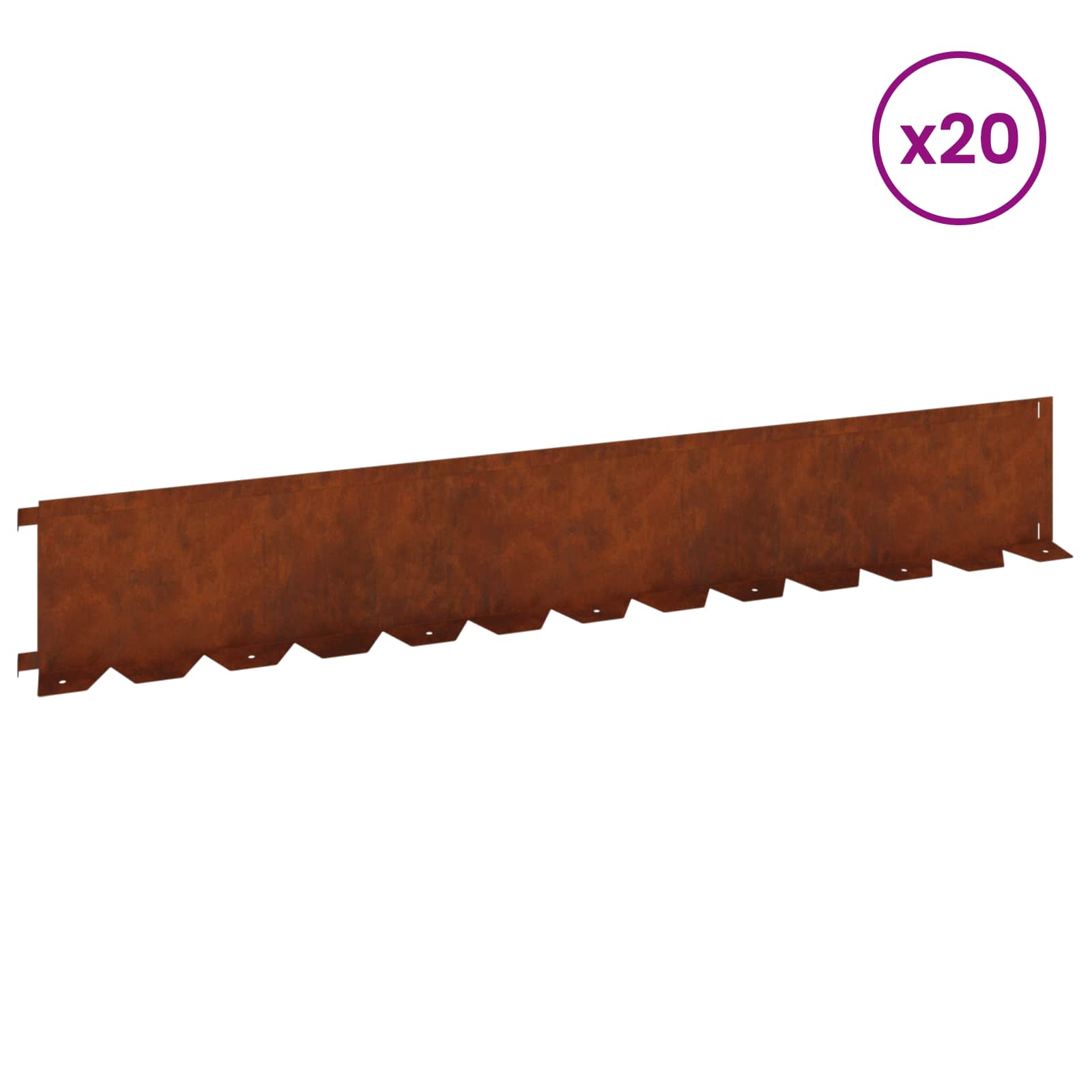 Raseneinfassung 20 Pcs 102 X 15 X 4 Cm Stahl Rostig
