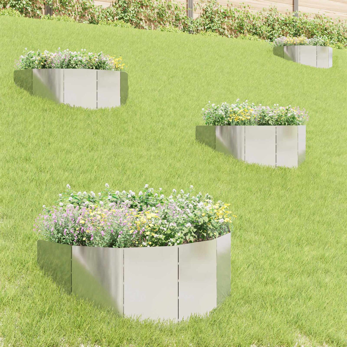 Raseneinfassung 4 Pcs 100 X 45 Cm Stahl Rostig
