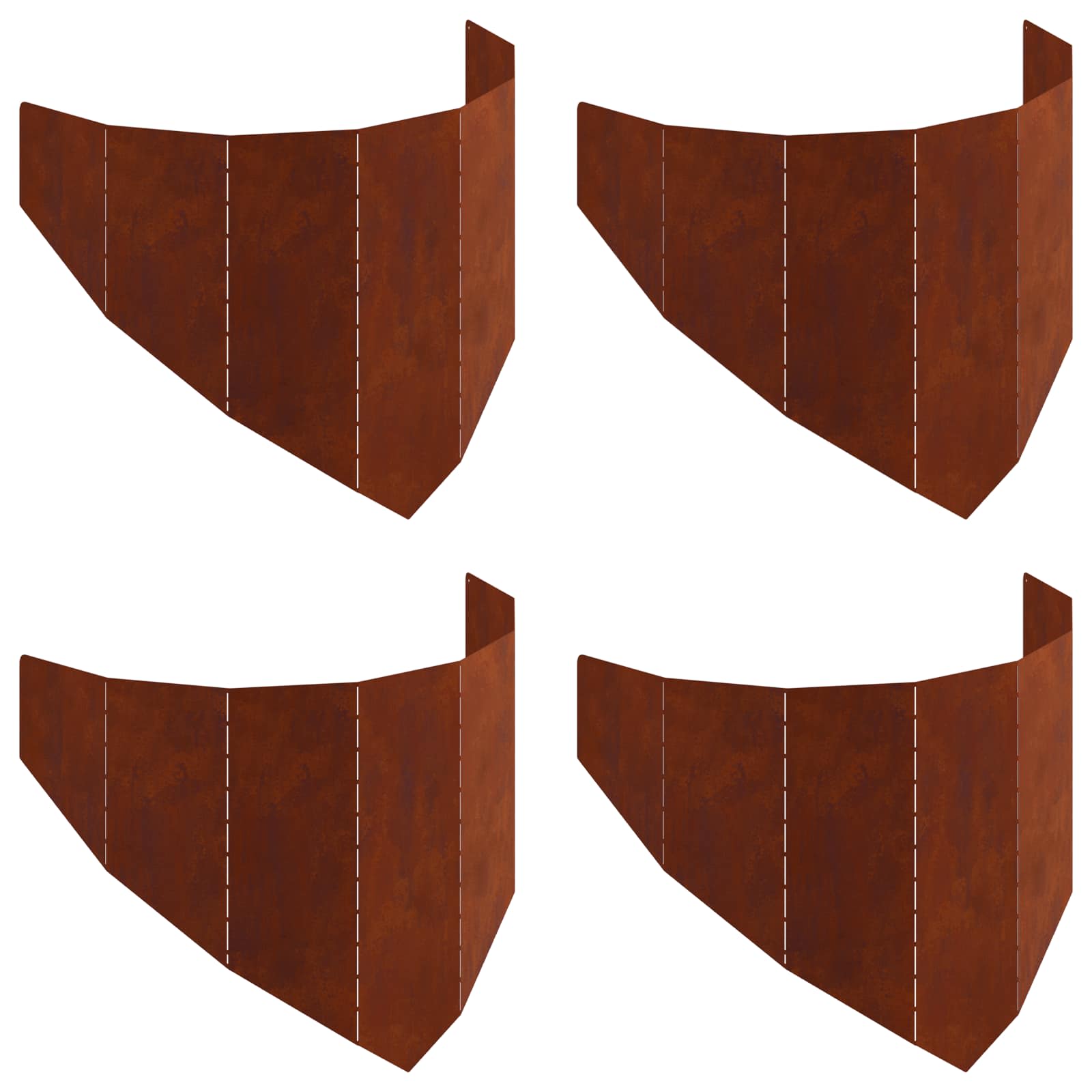 Raseneinfassung 4 Pcs 100 X 45 Cm Stahl Rostig