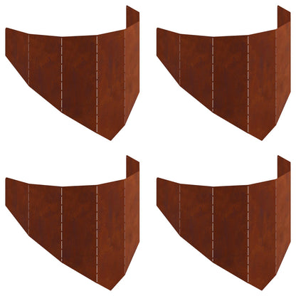 Raseneinfassung 4 Pcs 100 X 45 Cm Stahl Rostig