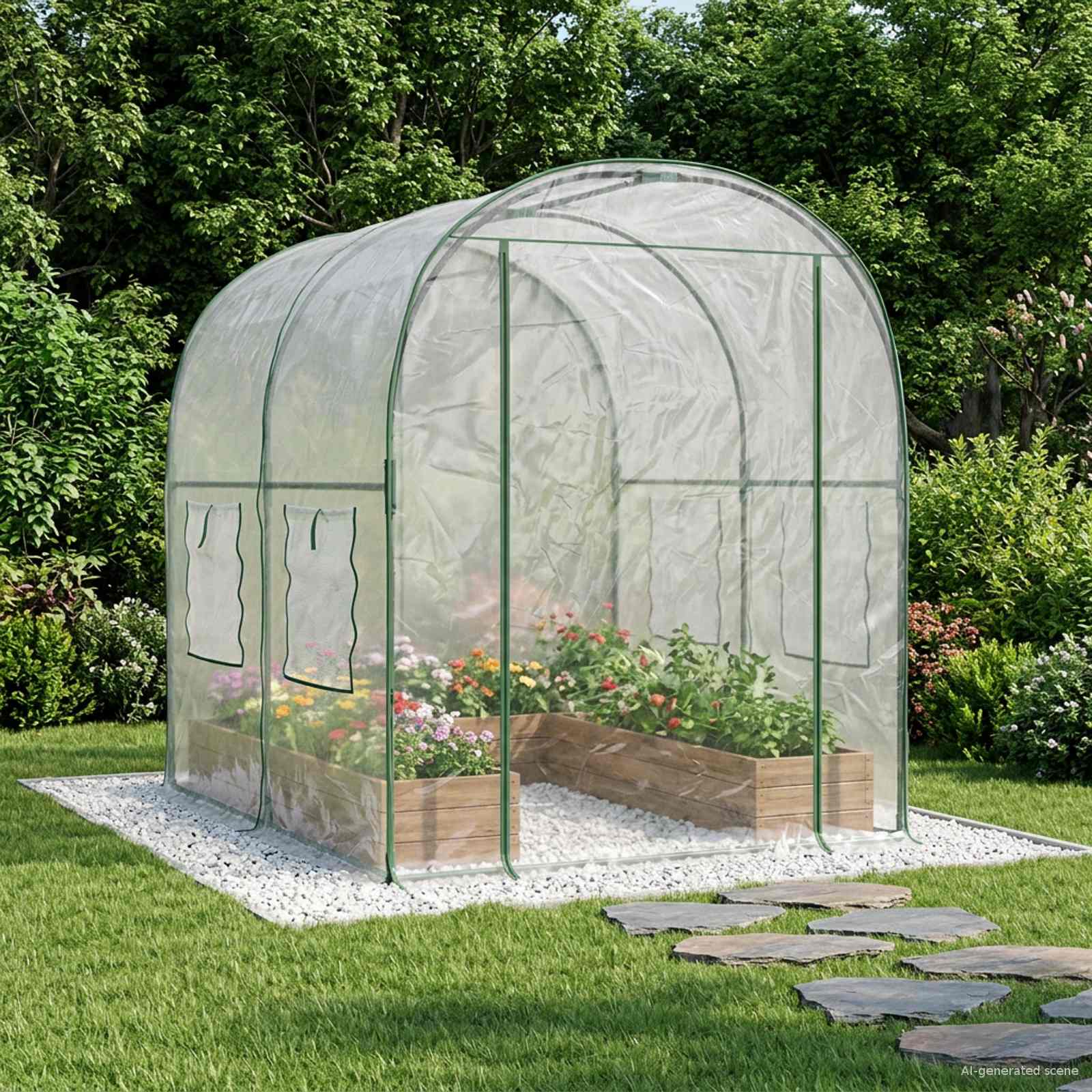 Gewächshaus Mit Rahmen 160 X 200 X 192,5 Cm Pvc Transparent
