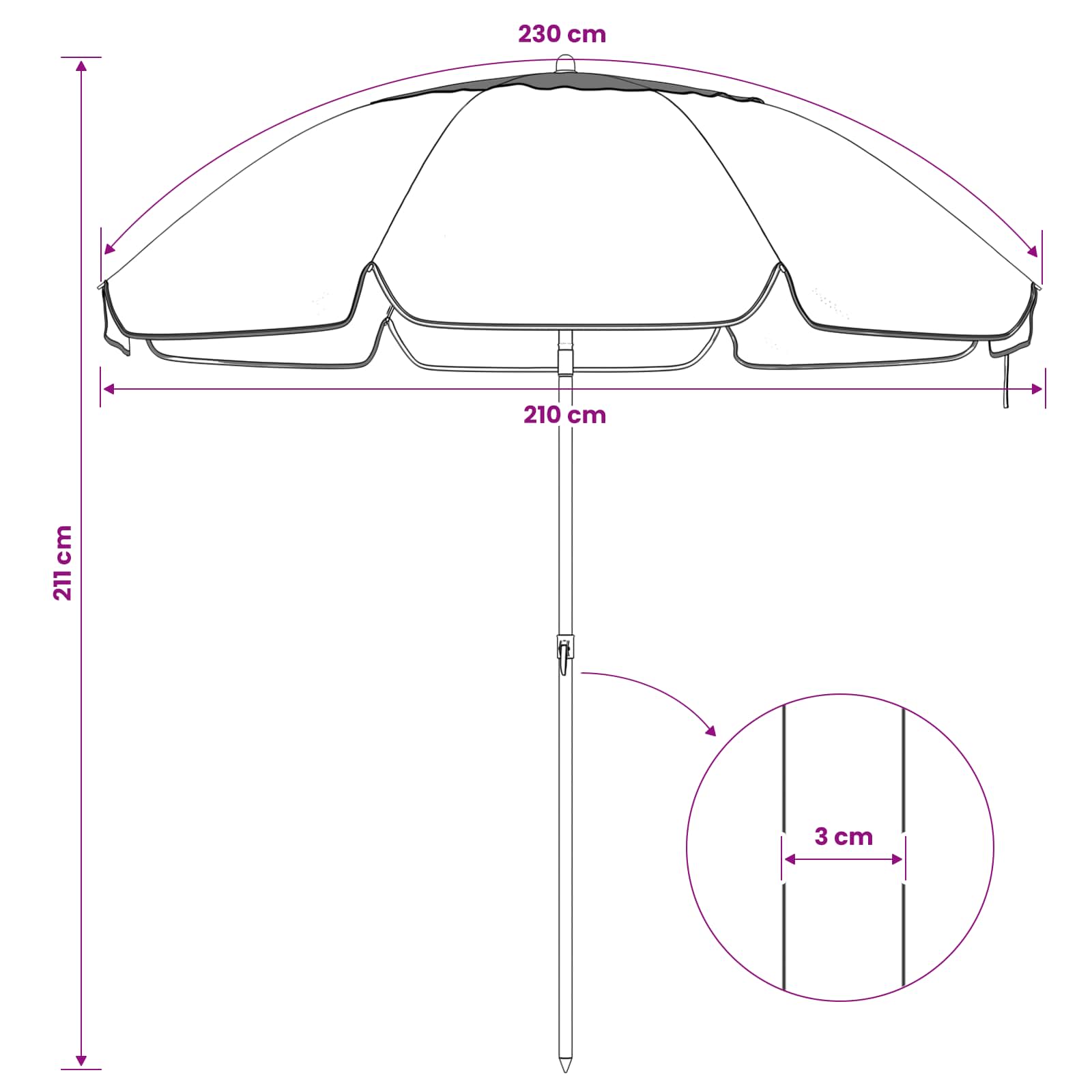 Garten-Sonnenschirm 170T Polyester