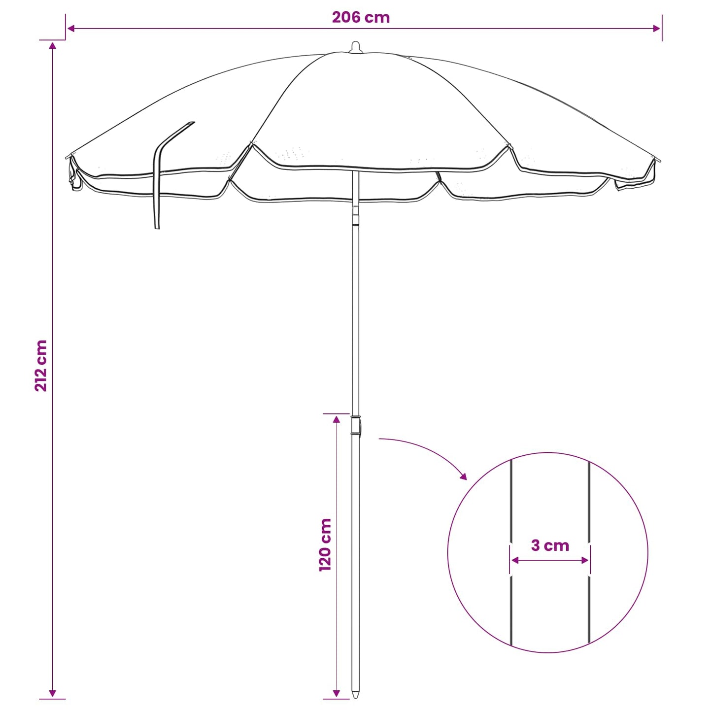 Garten-Sonnenschirm 170T Polyester