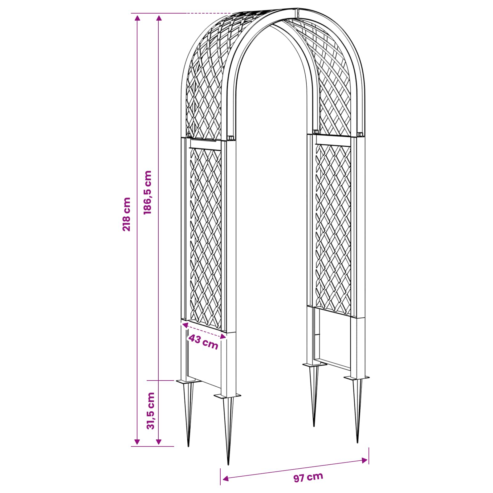 Rosenbogen Mit Spitzen 97 X 43 X 218 Cm Pp