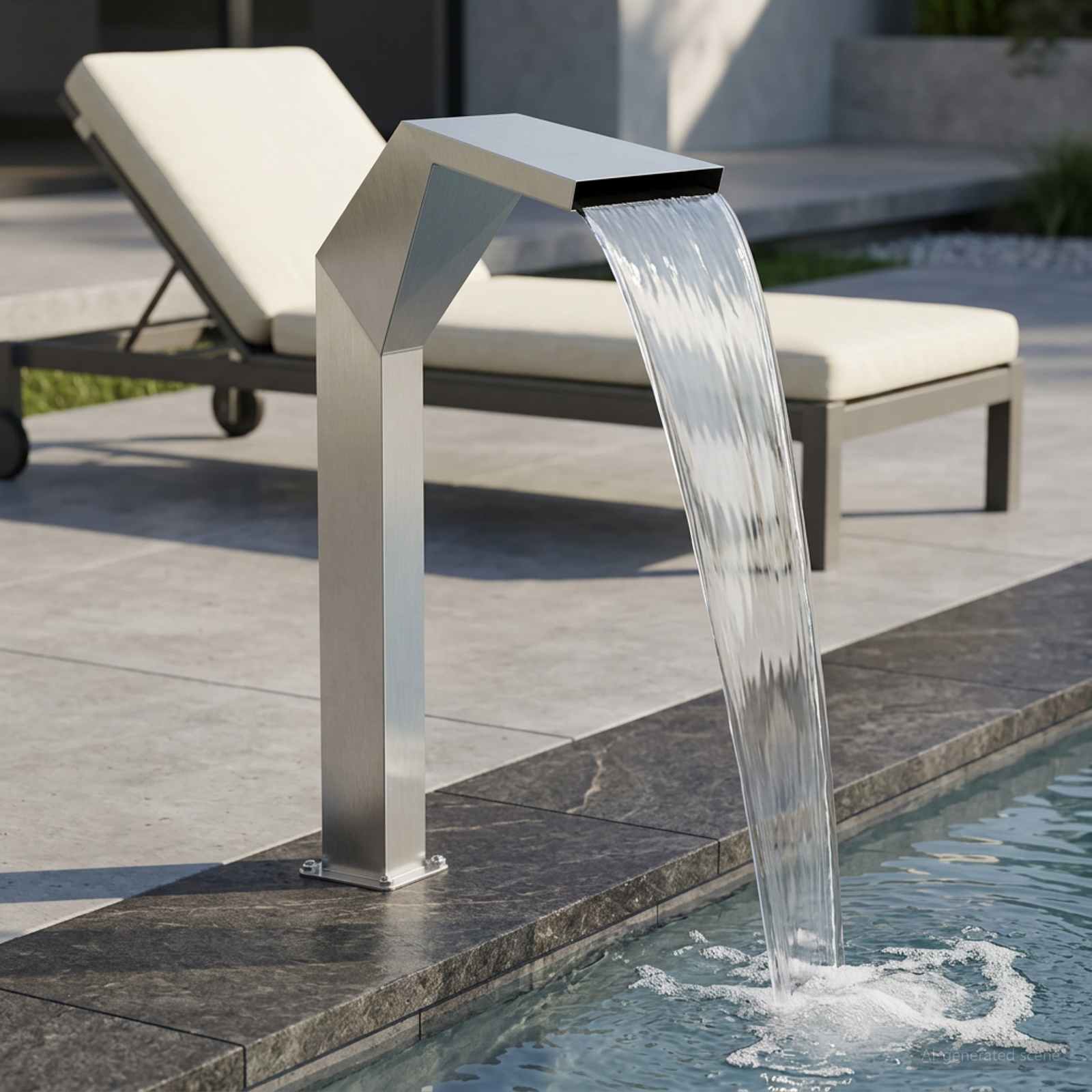 Pool-Wasserfall Edelstahl Silber