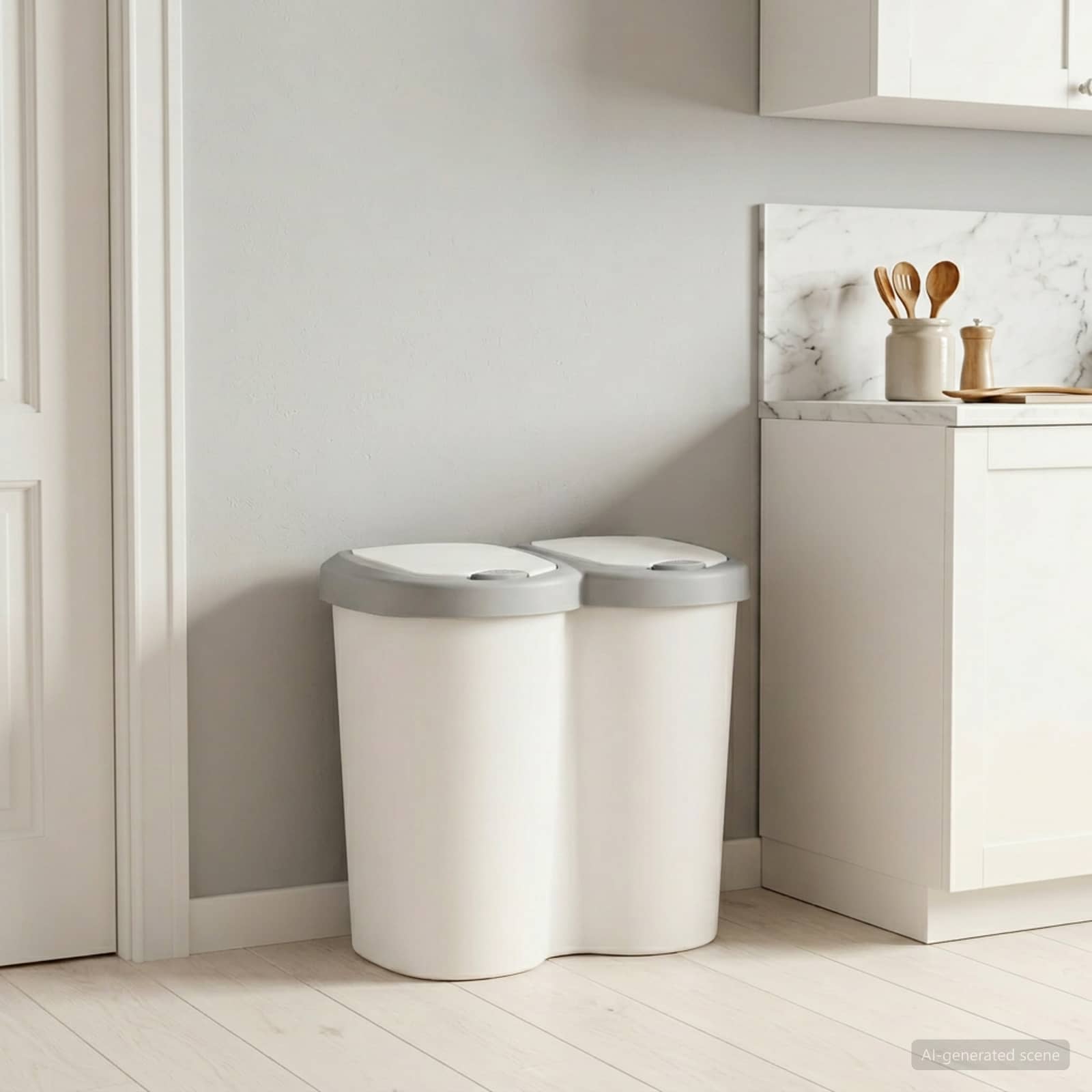 Mülltonne Weiß 49,5 X 30 X 46,5 Cm Pp