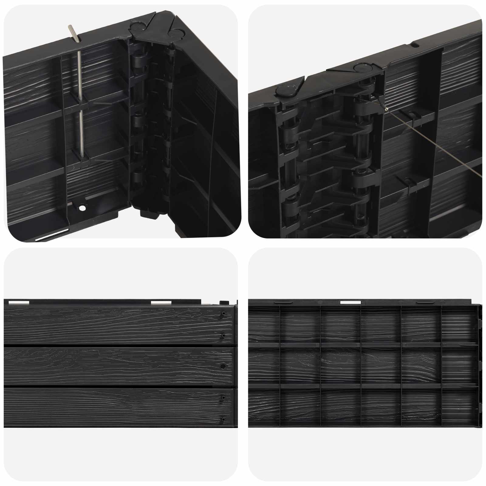 Hochbeet Schwarz 151 X 75,5 X 25 Cm Pp