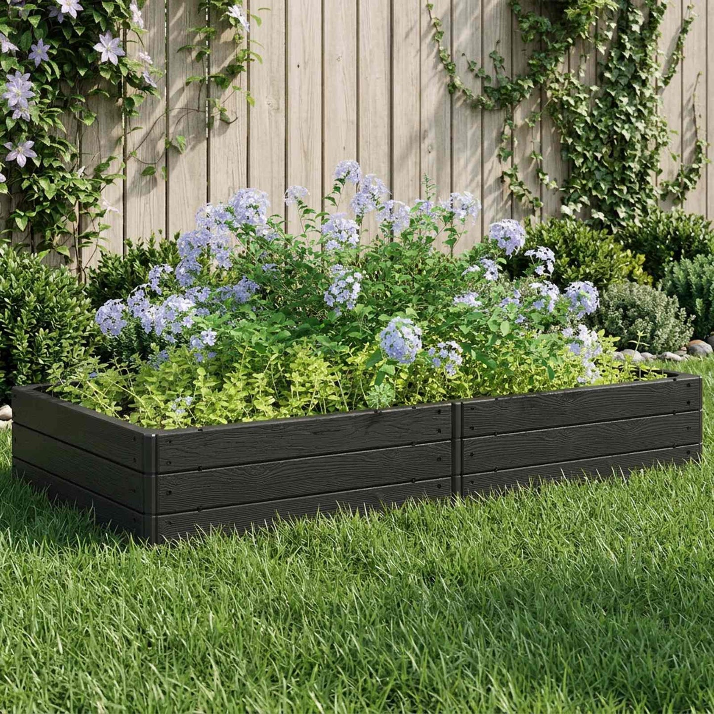 Hochbeet Schwarz 151 X 75,5 X 25 Cm Pp