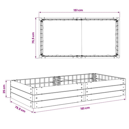 Hochbeet Schwarz 151 X 75,5 X 25 Cm Pp