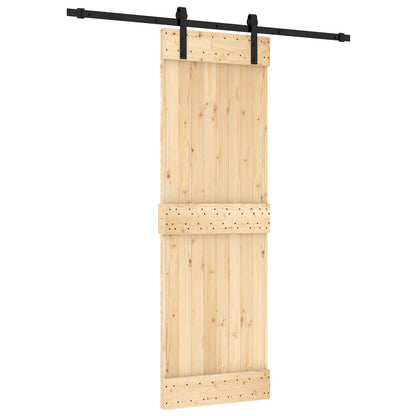 Schiebetür Natürlich Und Schwarz 70 X 210 Cm Massivkiefer