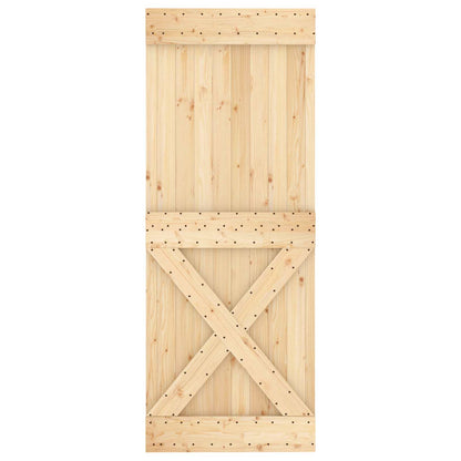 Schiebetür Natürlich Und Schwarz 80 X 210 Cm Massivkiefer