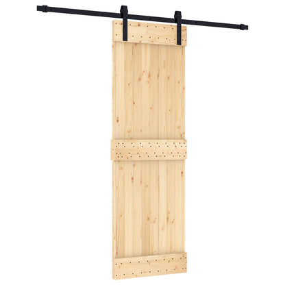 Schiebetür Natürlich Und Schwarz 70 X 210 Cm Massivkiefer