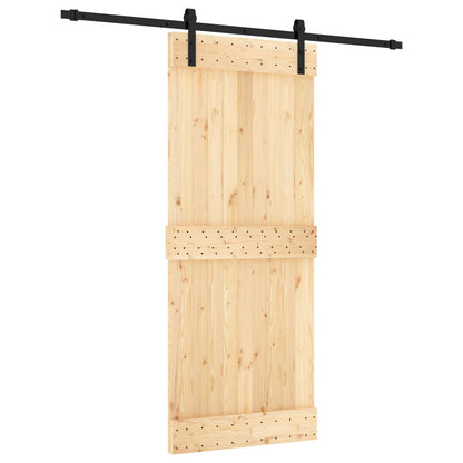 Schiebetür Natürlich Und Schwarz 85 X 210 Cm Massivkiefer
