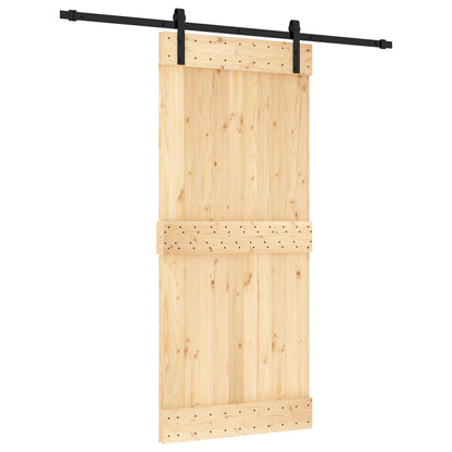 Schiebetür Natürlich Und Schwarz 90 X 210 Cm Massivkiefer