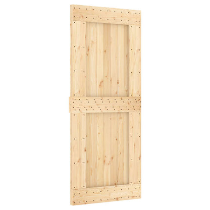 Schiebetür Natürlich Und Schwarz 85 X 210 Cm Massivkiefer