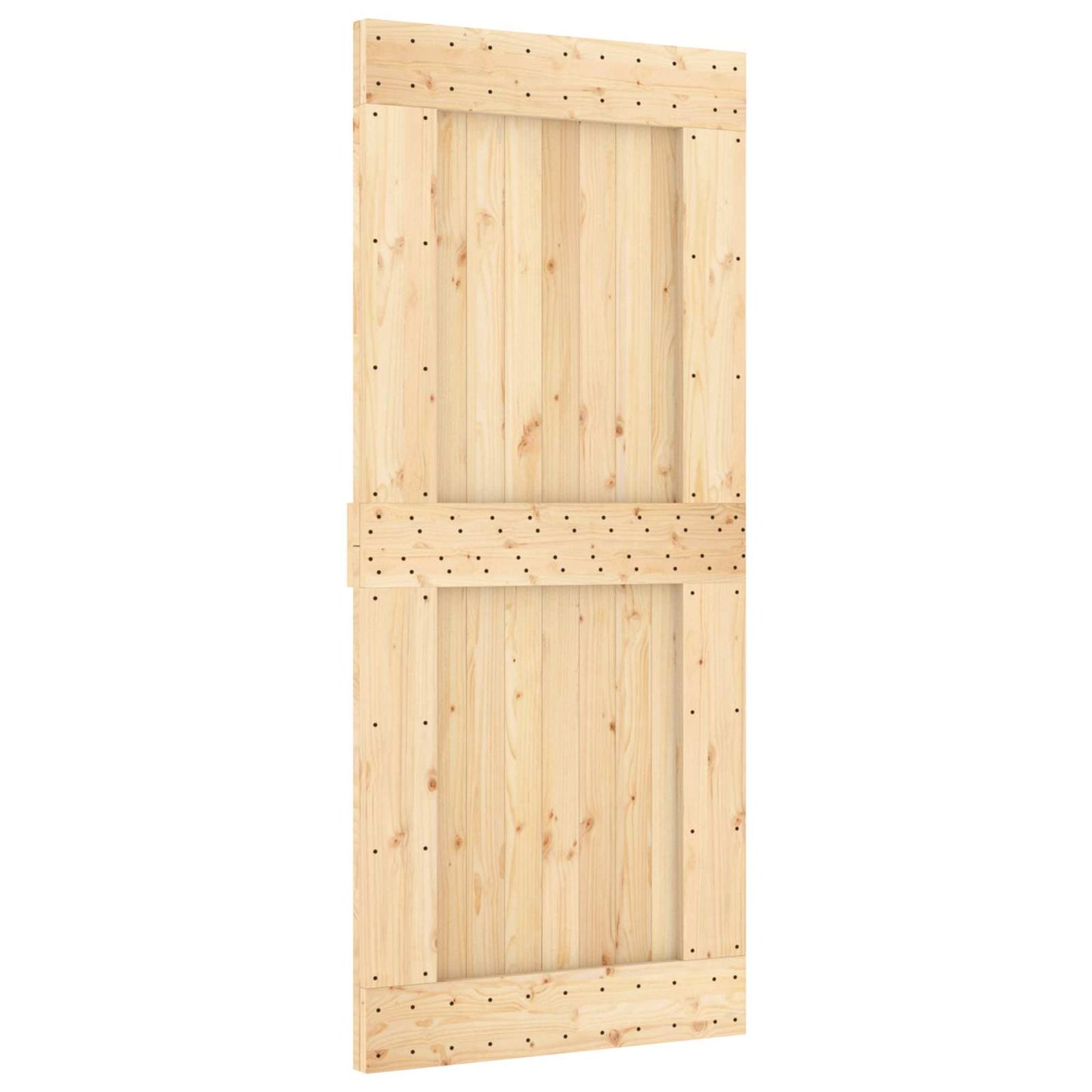 Schiebetür Natürlich Und Schwarz 90 X 210 Cm Massivkiefer