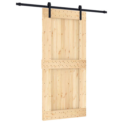 Schiebetür Natürlich Und Schwarz 95 X 210 Cm Massivkiefer