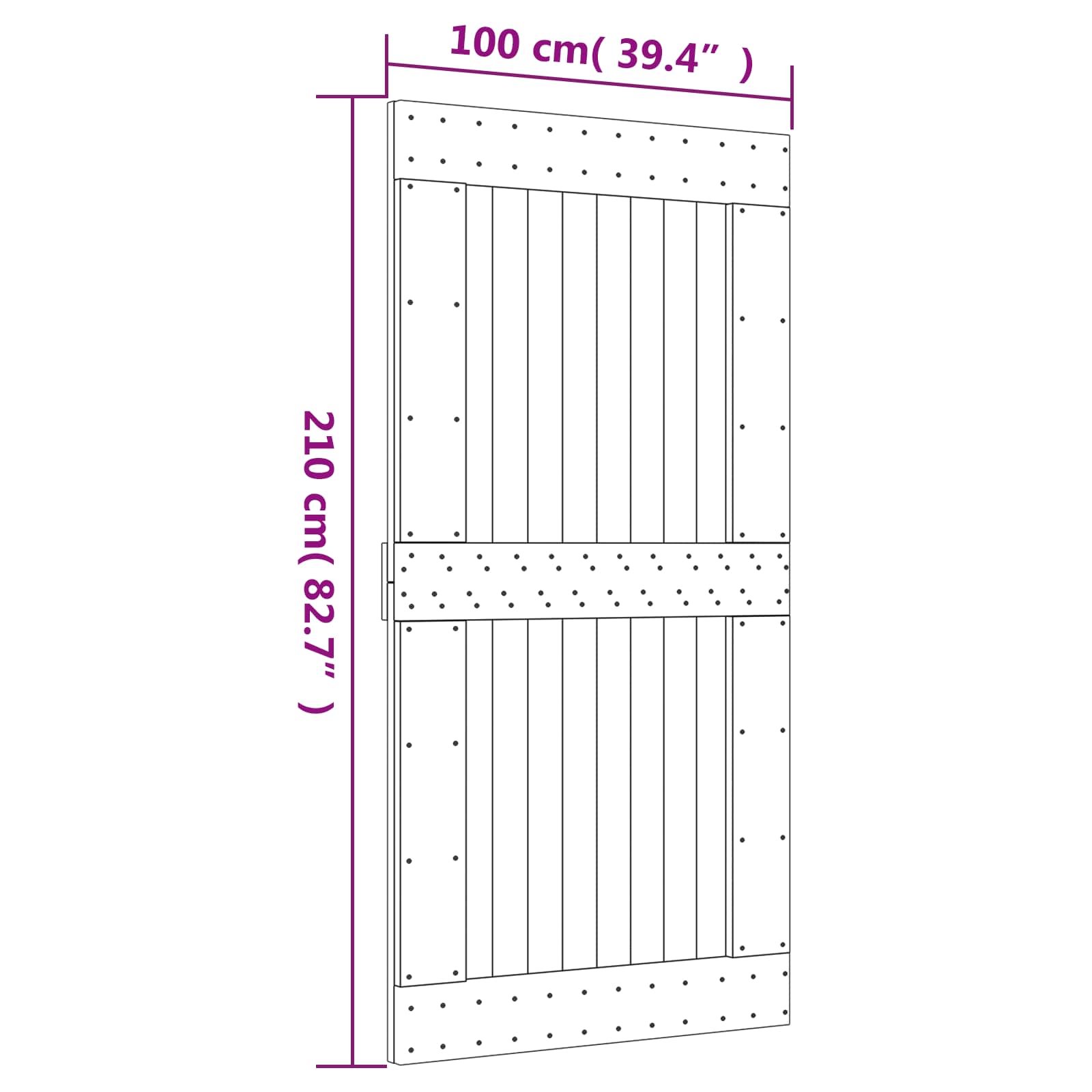 Schiebetür Natürlich Und Schwarz 100 X 210 Cm Massivkiefer