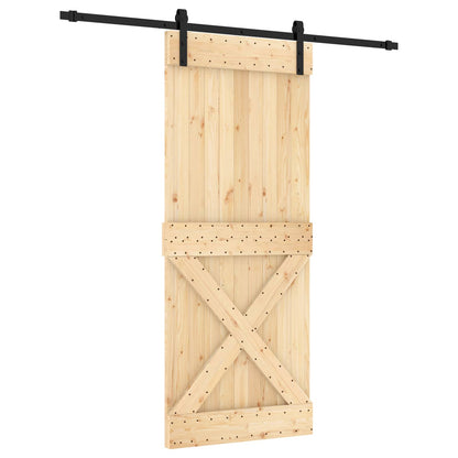Schiebetür Natürlich Und Schwarz 85 X 210 Cm Massivkiefer