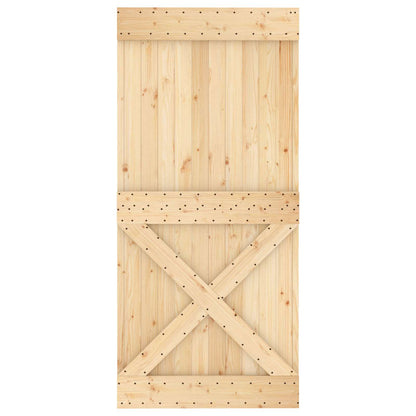 Schiebetür Natürlich Und Schwarz 95 X 210 Cm Massivkiefer