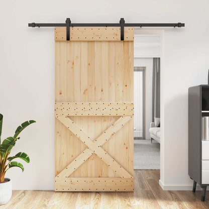Schiebetür Natürlich Und Schwarz 100 X 210 Cm Massivkiefer