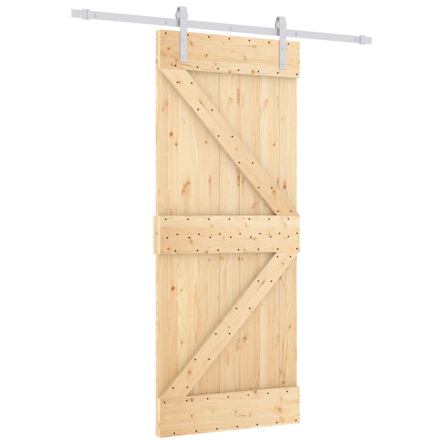 Schiebetür Natürlich Und Weiß 80 X 210 Cm Massives Kiefernholz