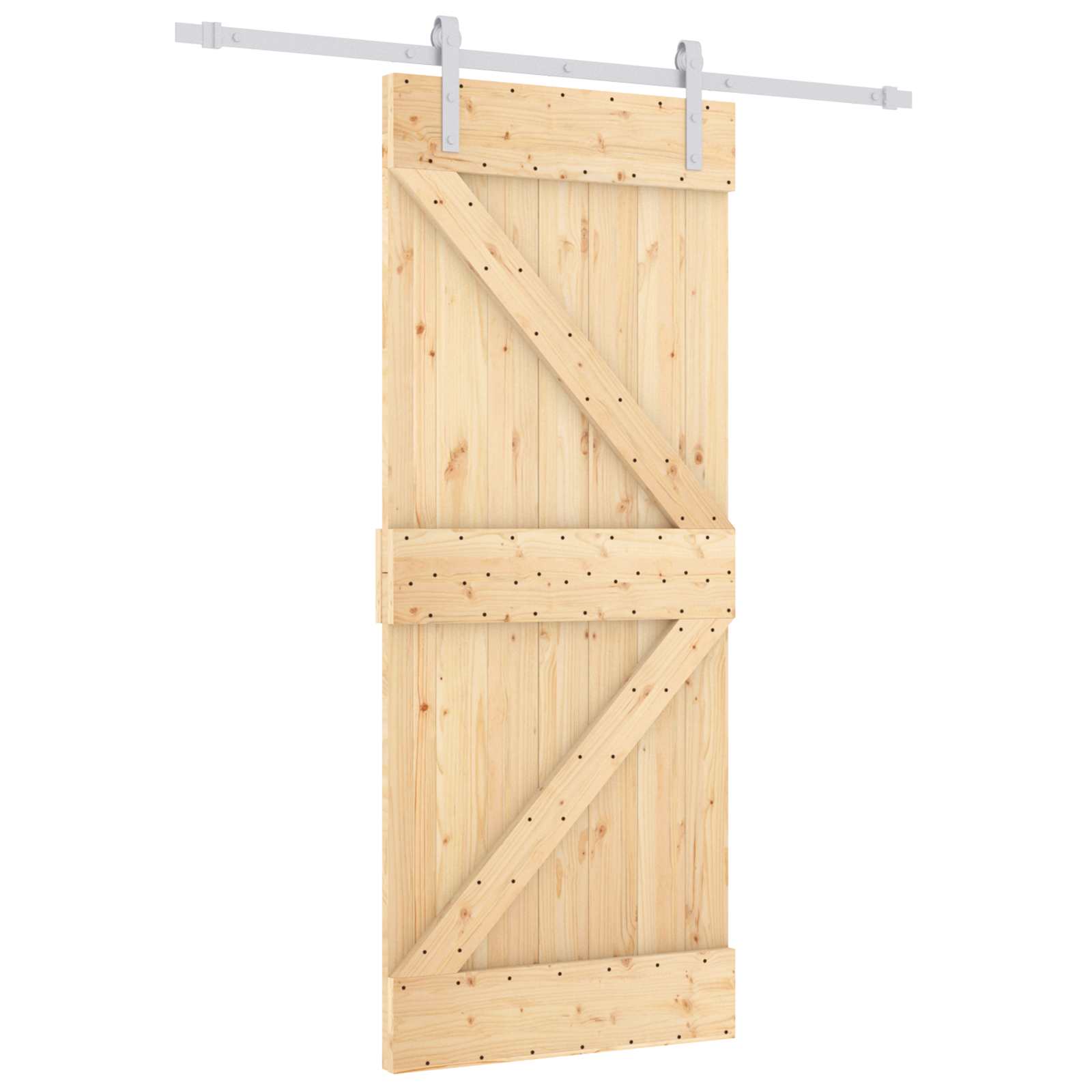 Schiebetür Natürlich Und Weiß 80 X 210 Cm Massives Kiefernholz