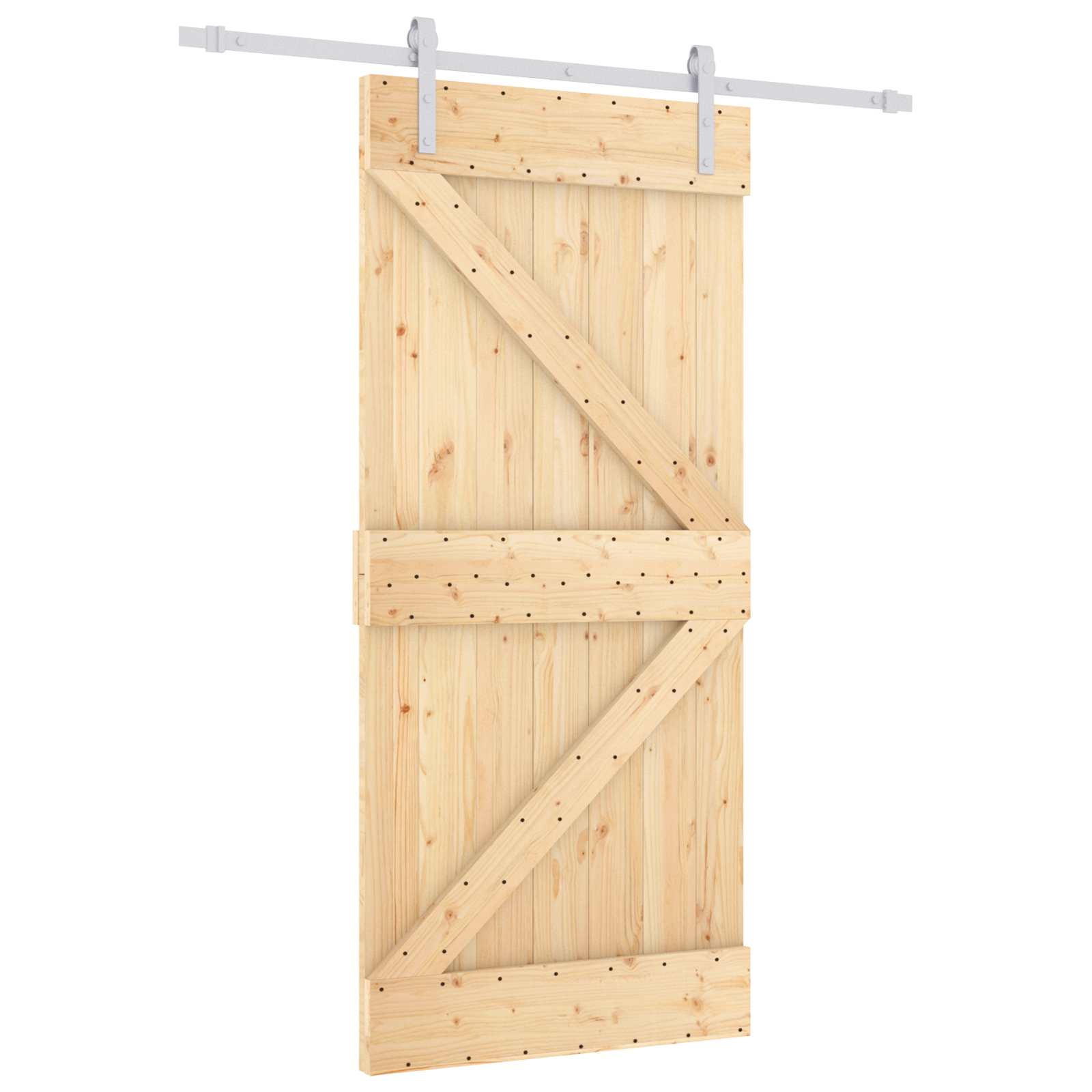 Schiebetür Natürlich Und Weiß 90 X 210 Cm Massives Kiefernholz