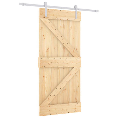 Schiebetür Natürlich Und Weiß 90 X 210 Cm Massives Kiefernholz