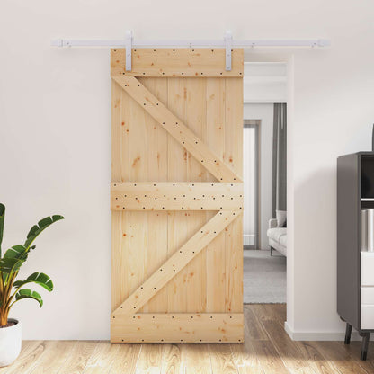 Schiebetür Natürlich Und Weiß 95 X 210 Cm Massivkiefer