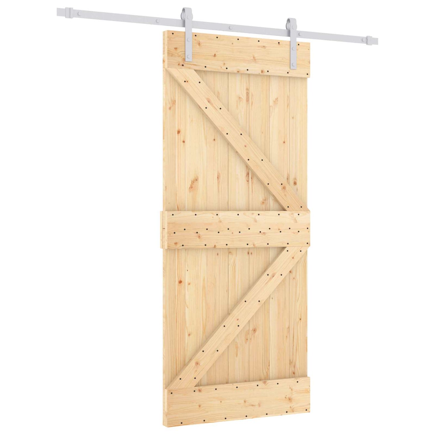 Schiebetür Natürlich Und Weiß 90 X 210 Cm Massives Kiefernholz