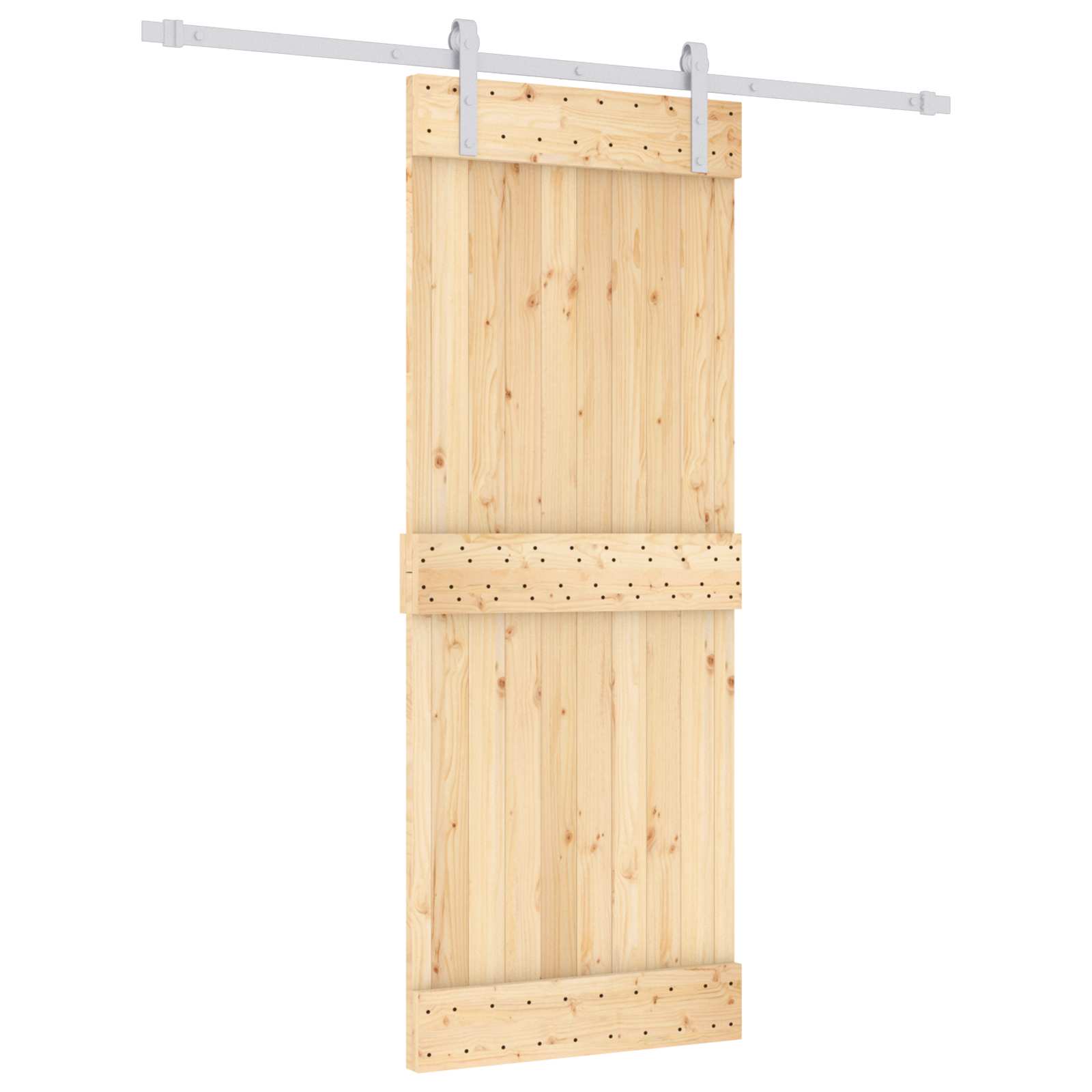 Schiebetür Natürlich Und Weiß 80 X 210 Cm Massivkiefer
