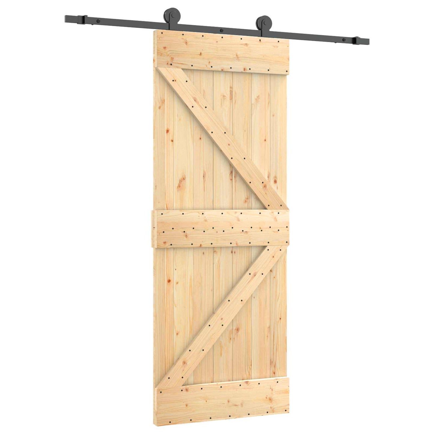 Schiebetür Natürlich Und Schwarz 70 X 210 Cm Massivkiefer