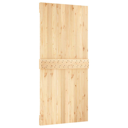 Schiebetür Natürlich Und Schwarz 95 X 210 Cm Massivkiefer