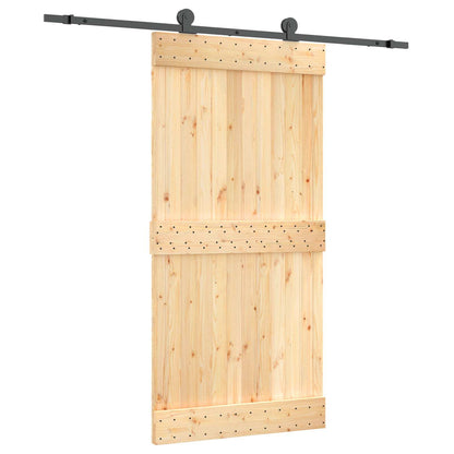 Schiebetür Natürlich Und Schwarz 100 X 210 Cm Massivkiefer