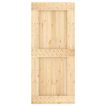 Schiebetür Natürlich Und Schwarz 90 X 210 Cm Massivkiefer