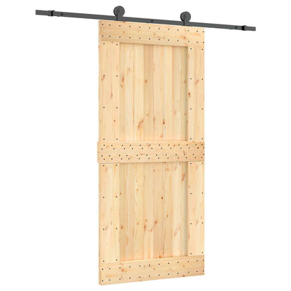 Schiebetür Natürlich Und Schwarz 95 X 210 Cm Massivkiefer