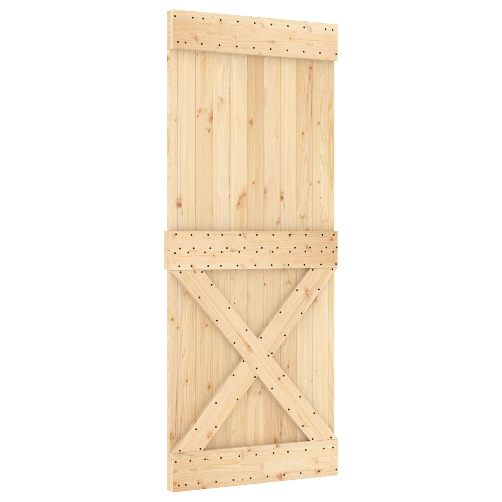Schiebetür Natürlich Und Schwarz 85 X 210 Cm Massivkiefer