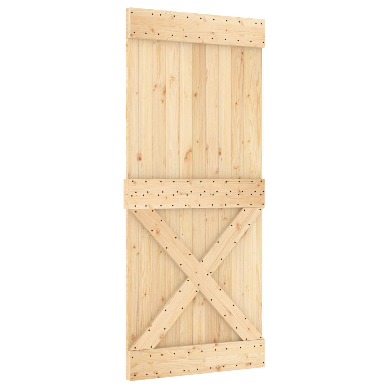 Schiebetür Natürlich Und Schwarz 90 X 210 Cm Massivkiefer
