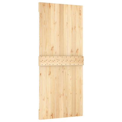 Schiebetür Natürlich Und Schwarz 90 X 210 Cm Massivkiefer