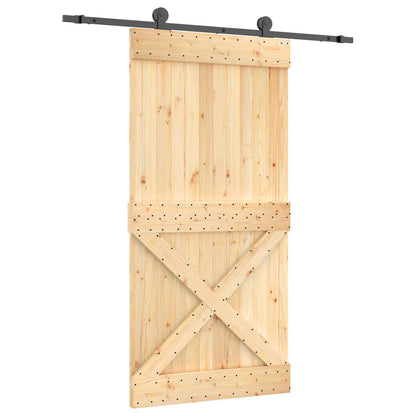 Schiebetür Natürlich Und Schwarz 100 X 210 Cm Massivkiefer