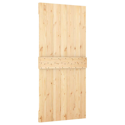 Schiebetür Natürlich Und Weiß 90 X 210 Cm Massives Kiefernholz